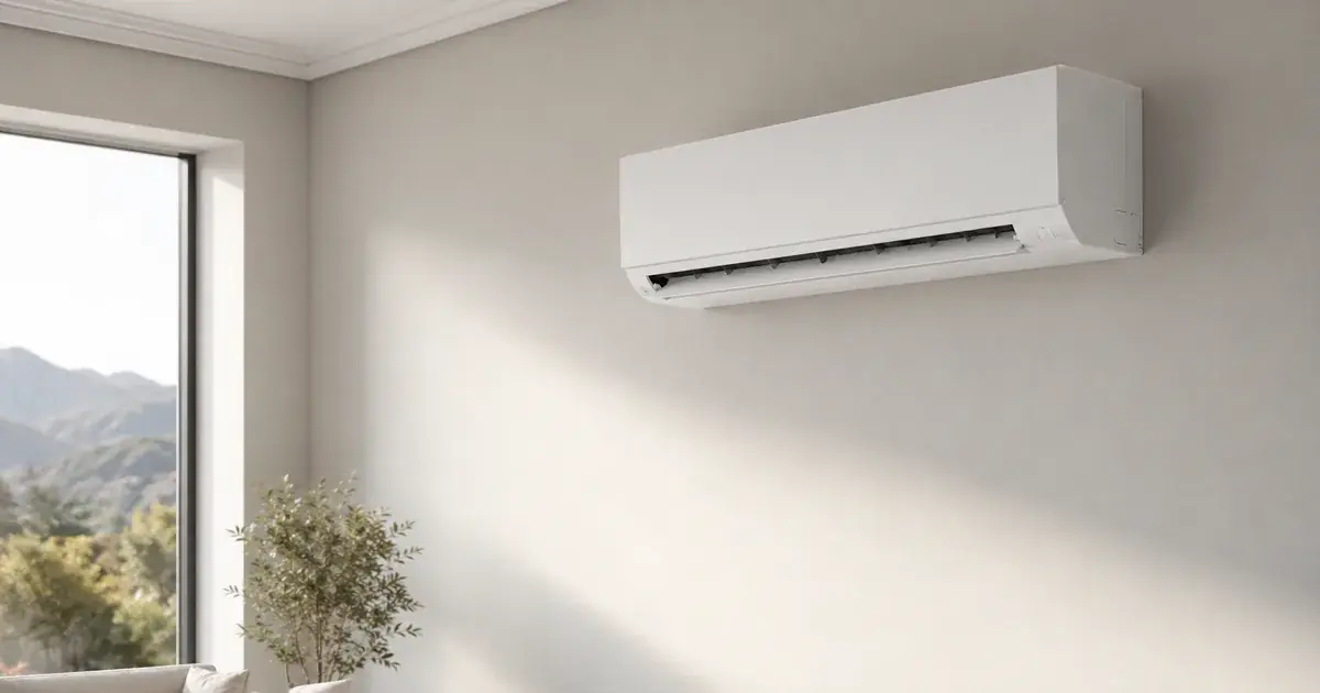 Modern wall split aircon in a bright living room